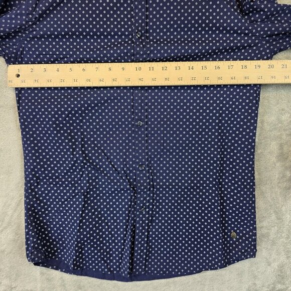 Scotch & Soda Shirt Mens Large Blue Pattern Stretch Button Up Long Sleeve Modern - Picture 7 of 13